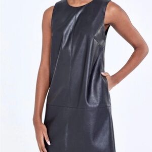 New York & Company Black Leather Mini Dress